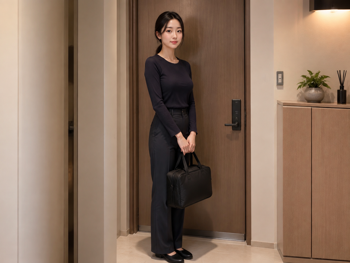서울 양천구 방문 홈케어 일정을 준비하는 젊은 성인 한국 여성 관리사
